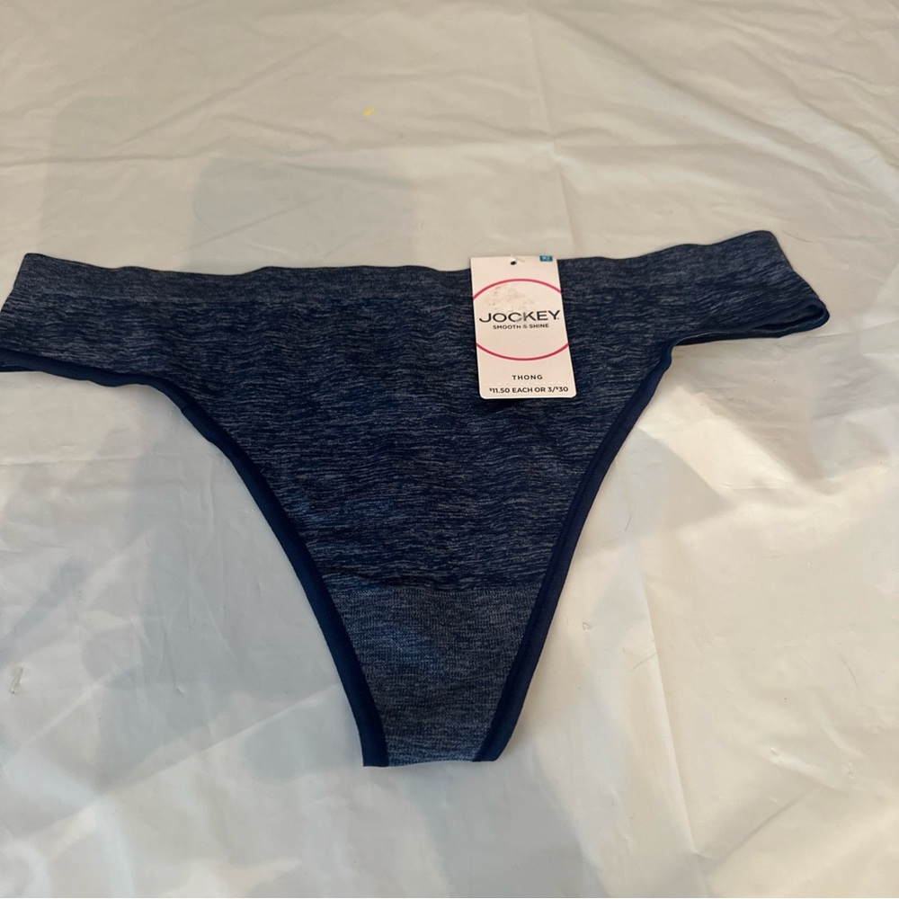 Women’s Jockey smooth and shine thong panties, 2XL, navy